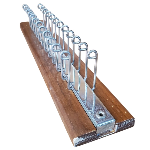 Mid Century Modern Wooden Tie Rack with Foldable Metal Hooks - Picture 7 of 9